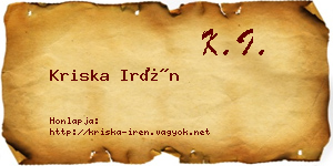 Kriska Irén névjegykártya